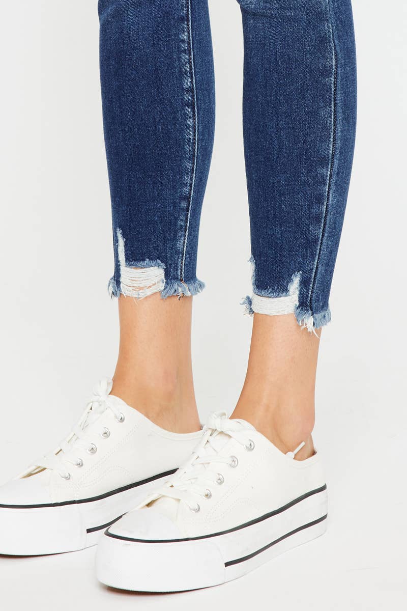 KanCan HIGH RISE RAW HEM ANKLE SKINNY