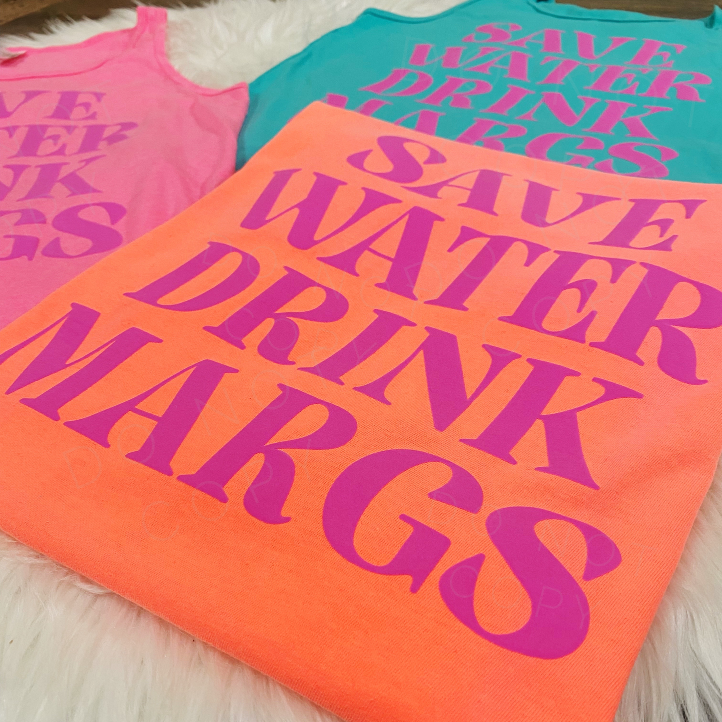 Save Water Drinks Margs PUFF Ink Graphic Tee