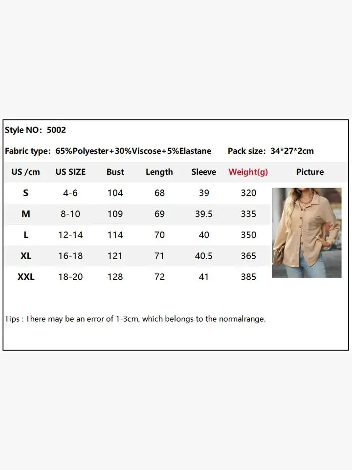 Waffle Knit Button-Up Long Sleeve