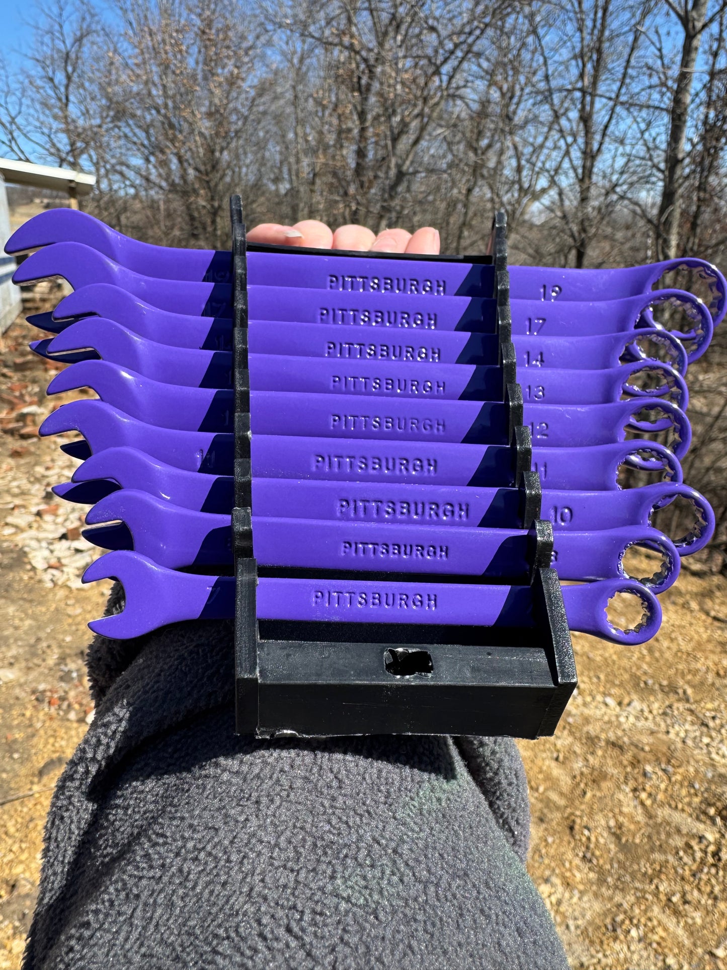 Purple 9 piece SAE wrench set