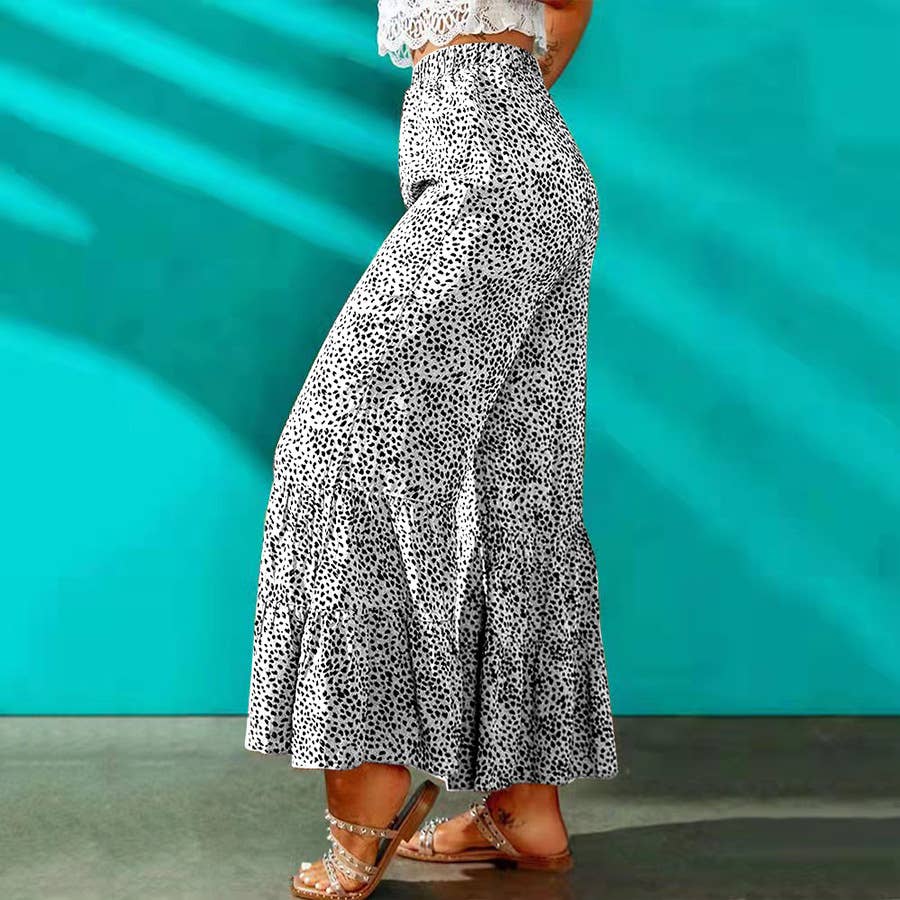 Fashion leopard print flared wide-leg pants