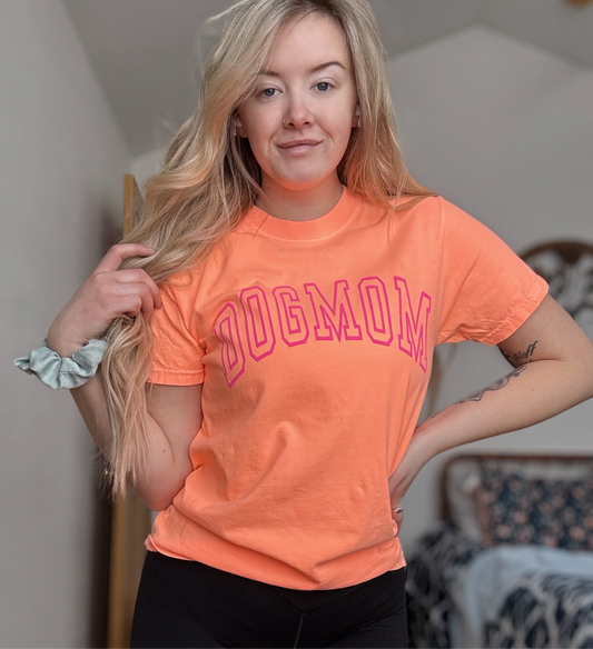 Dog Mom Neon Cantaloupe Graphic Tee
