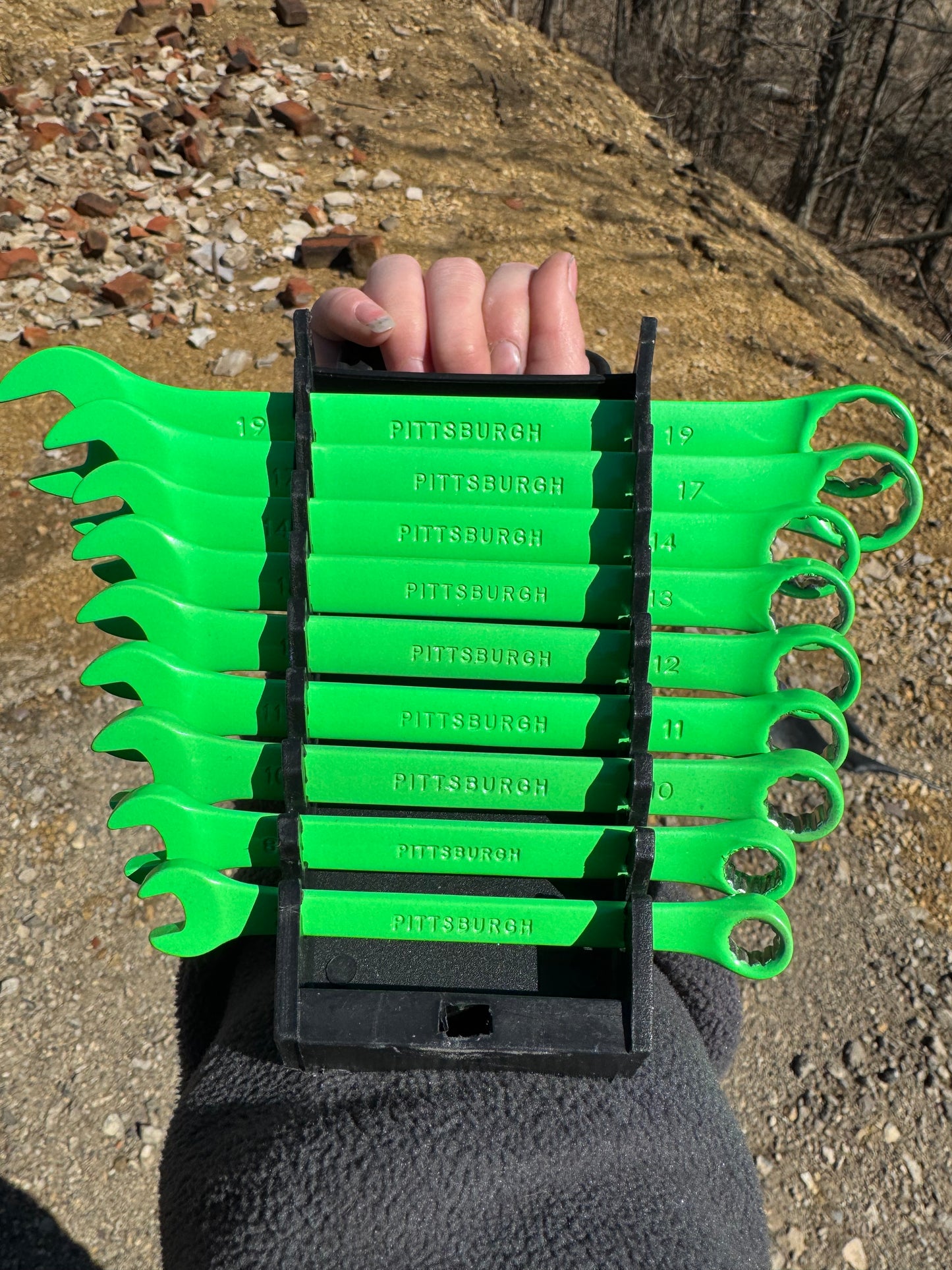 Lime Green 9 piece SAE Wrench Set