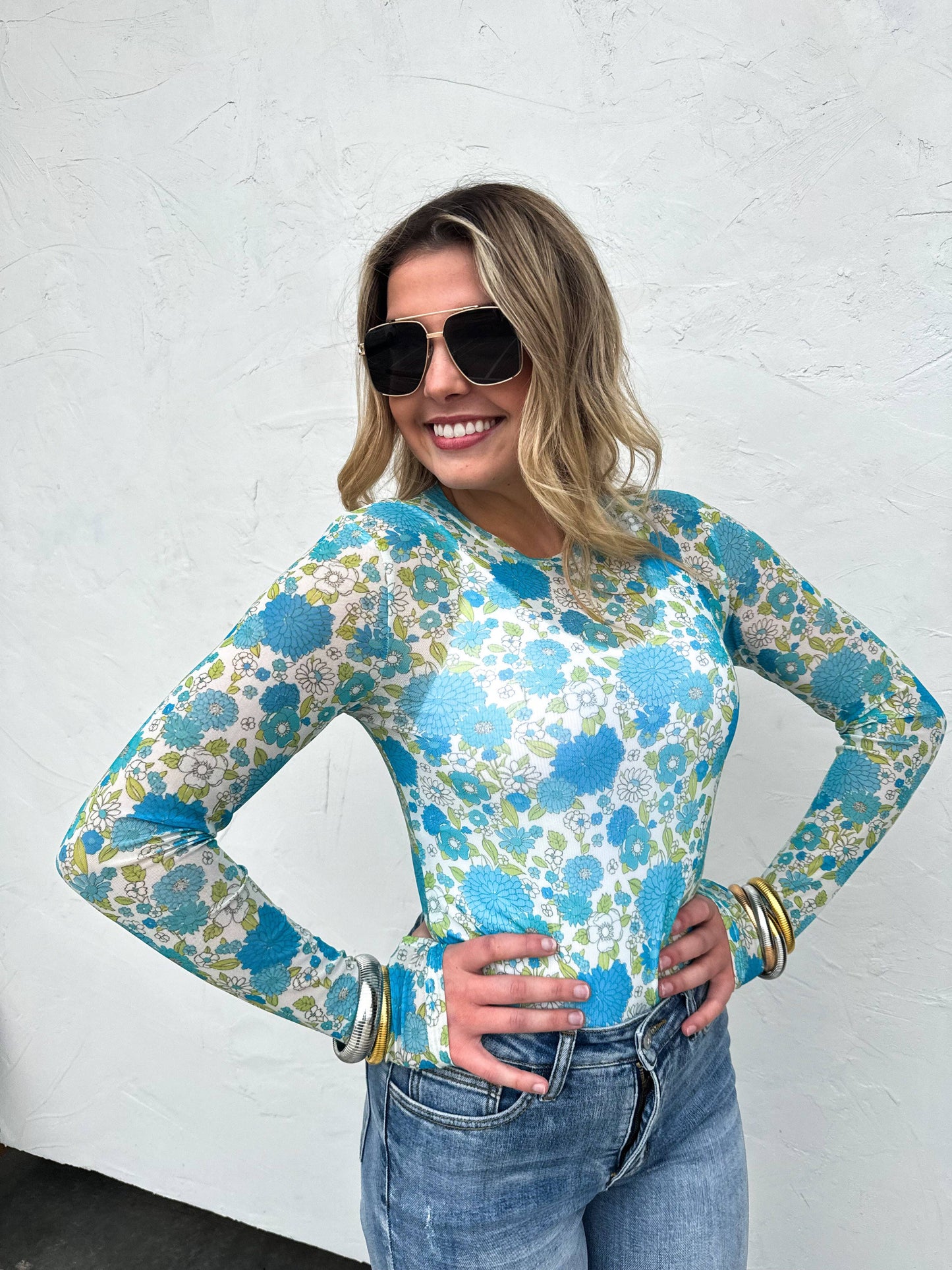 RETRO/VINTAGE FLORAL MESH TOPS