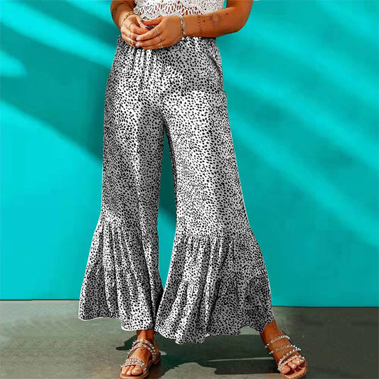 Fashion leopard print flared wide-leg pants