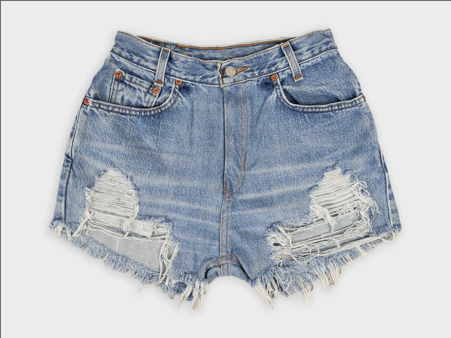 LEVI High-Rise Upcycled Denim Cutoff Shorts - Frayed