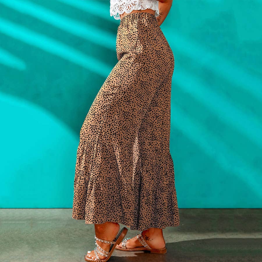 Fashion leopard print flared wide-leg pants
