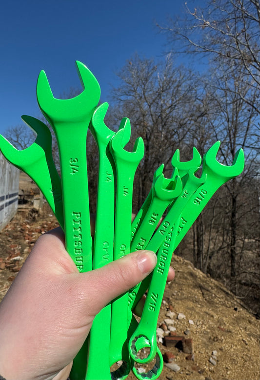 Lime Green 9 piece SAE Wrench Set