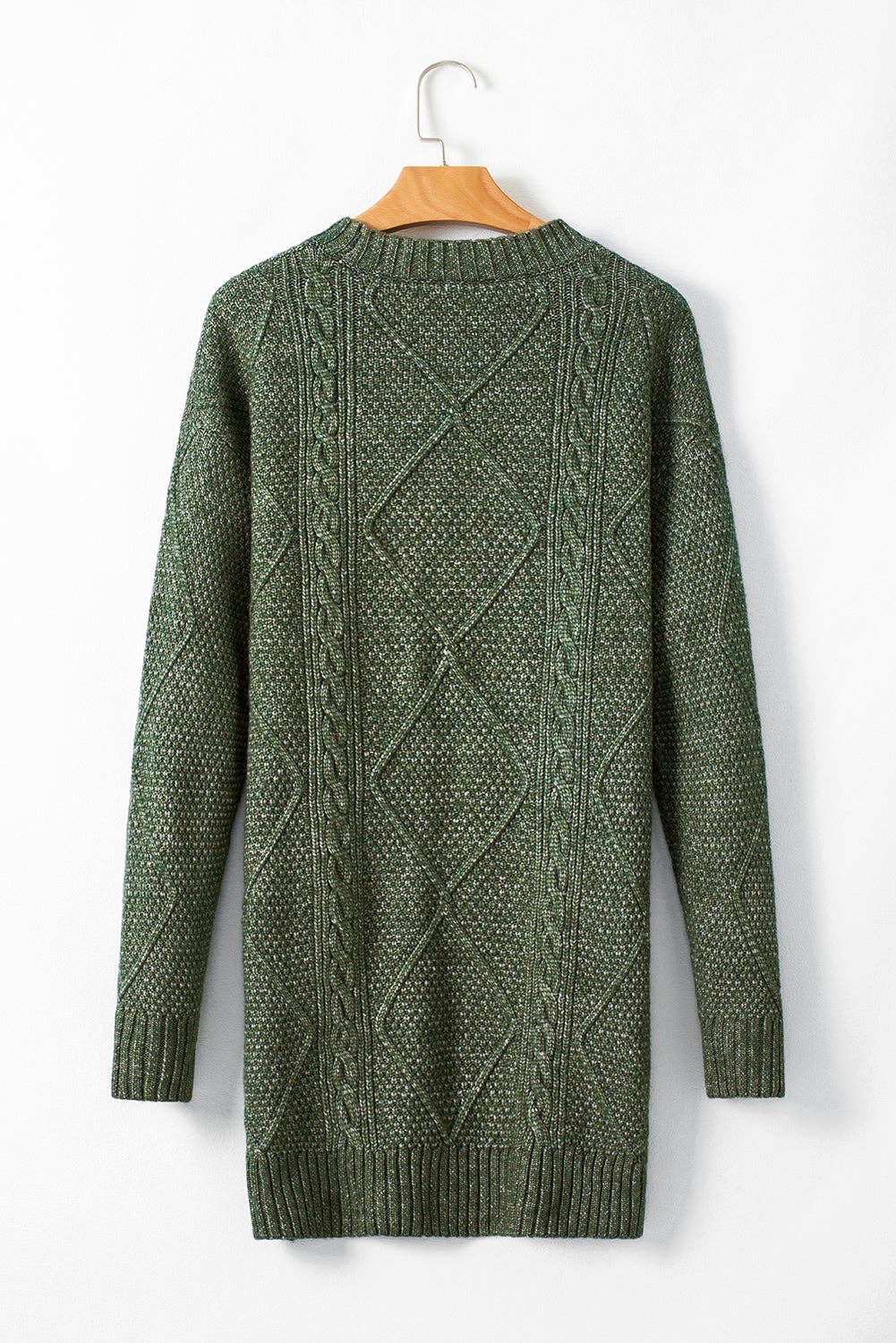 Cable Knit Drop Shoulder Sweater Dress
