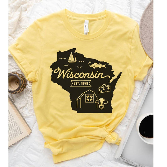 Wisconsin State Outline Graphic Tee