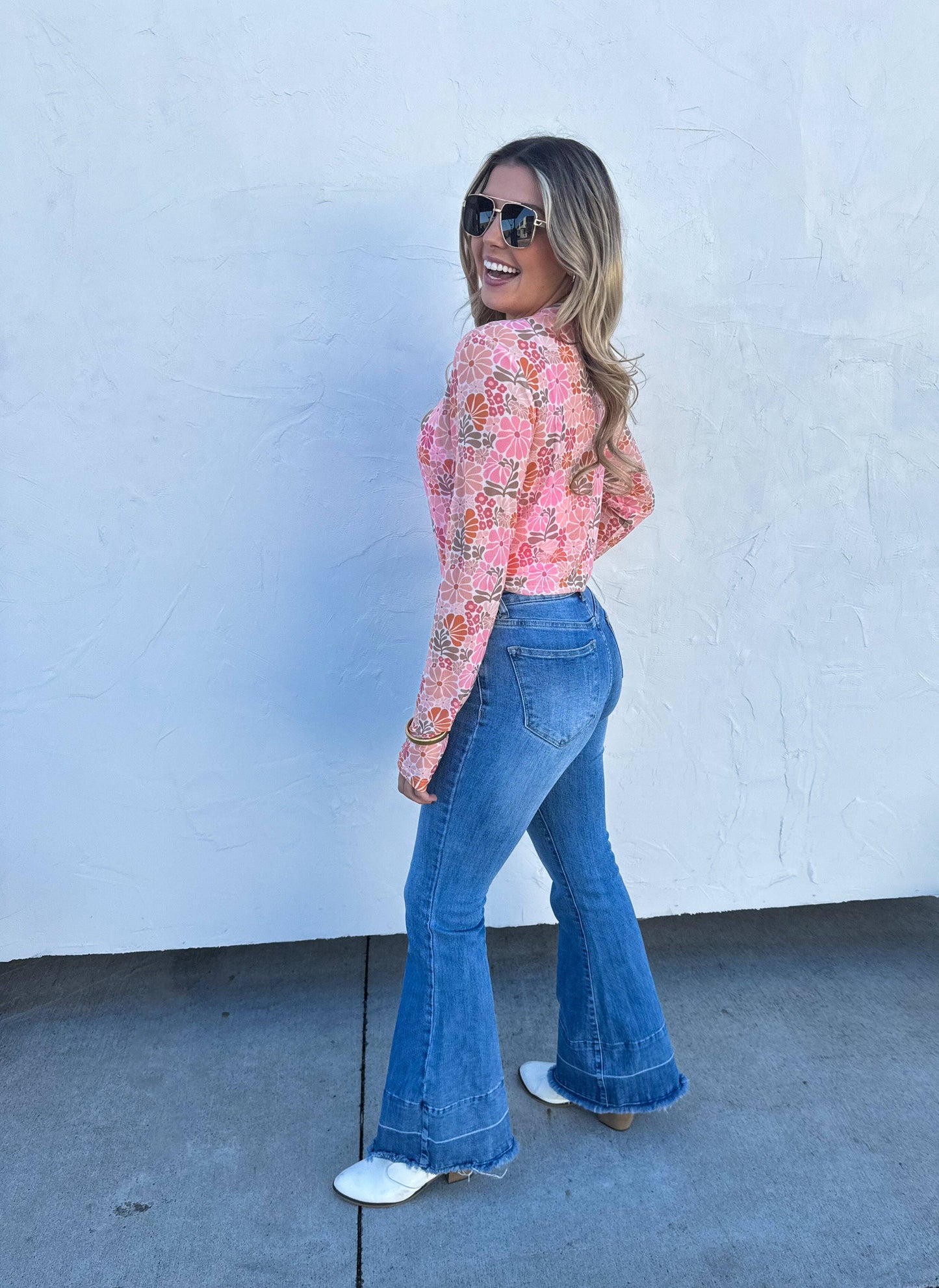 RETRO/VINTAGE FLORAL MESH TOPS