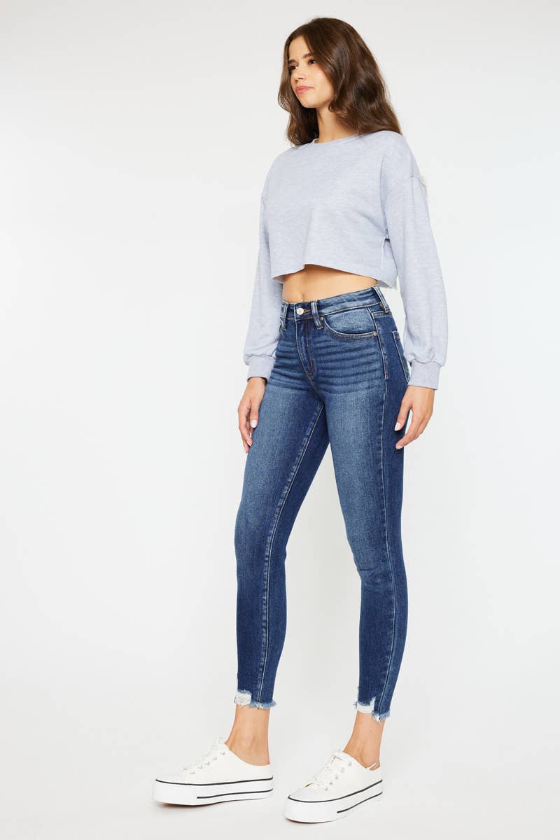 KanCan HIGH RISE RAW HEM ANKLE SKINNY