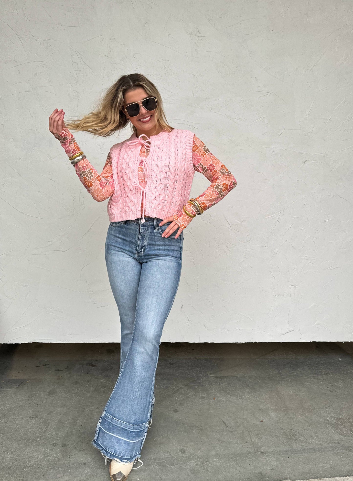 RETRO/VINTAGE FLORAL MESH TOPS