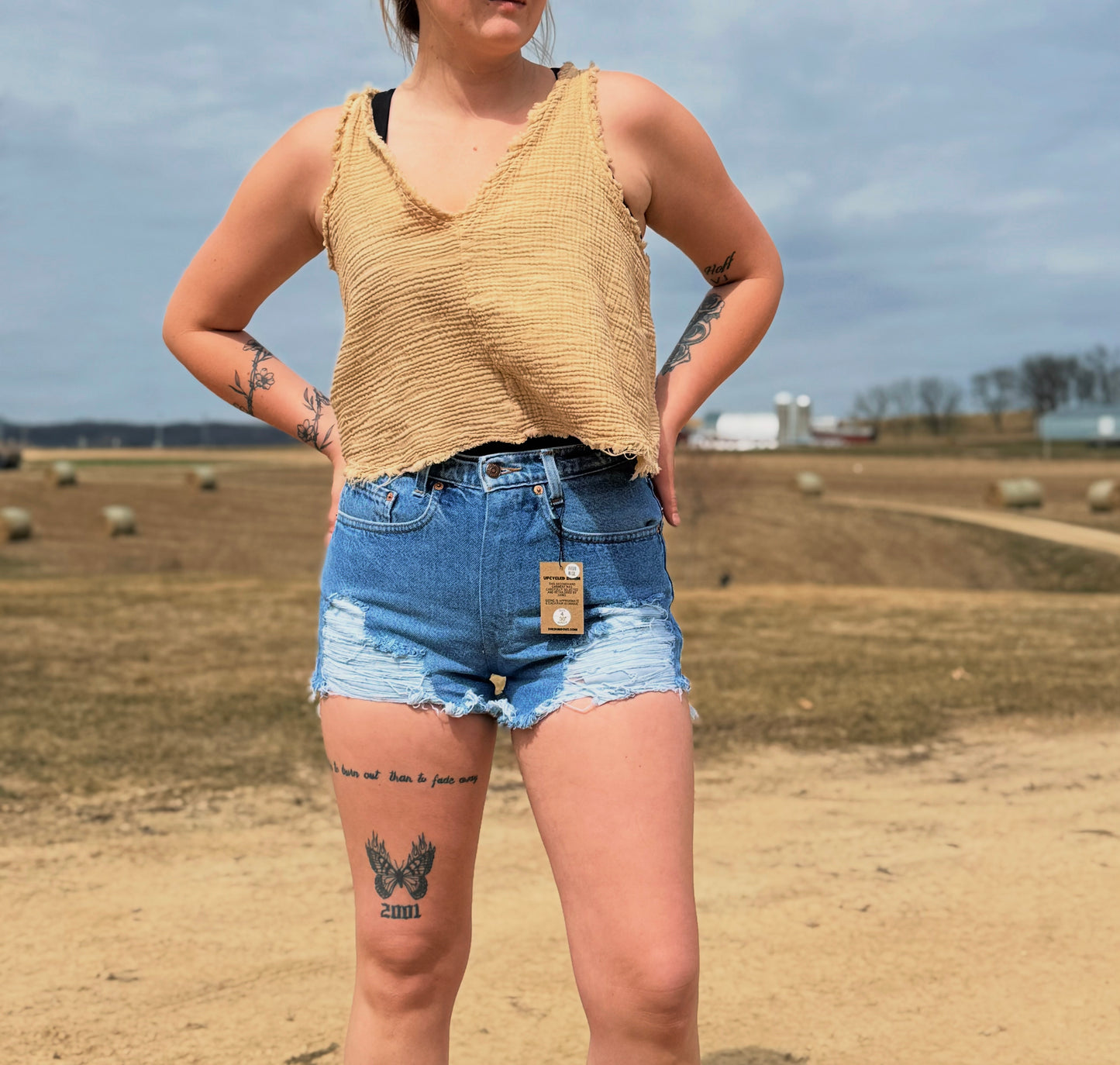 LEVI High-Rise Upcycled Denim Cutoff Shorts - Frayed