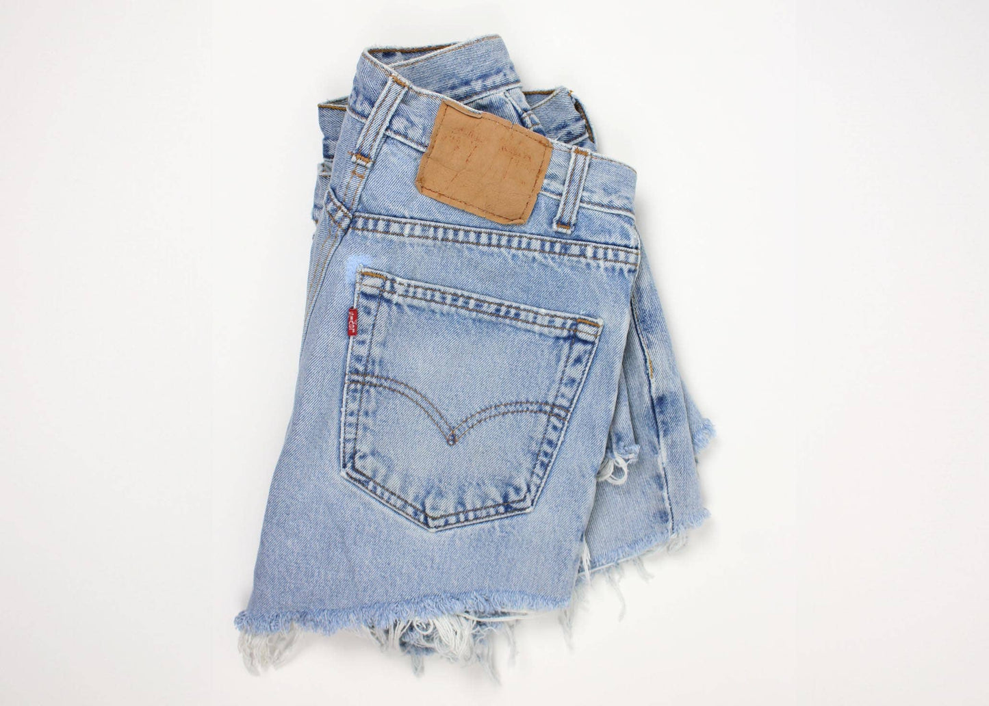 LEVI High-Rise Upcycled Denim Cutoff Shorts - Frayed