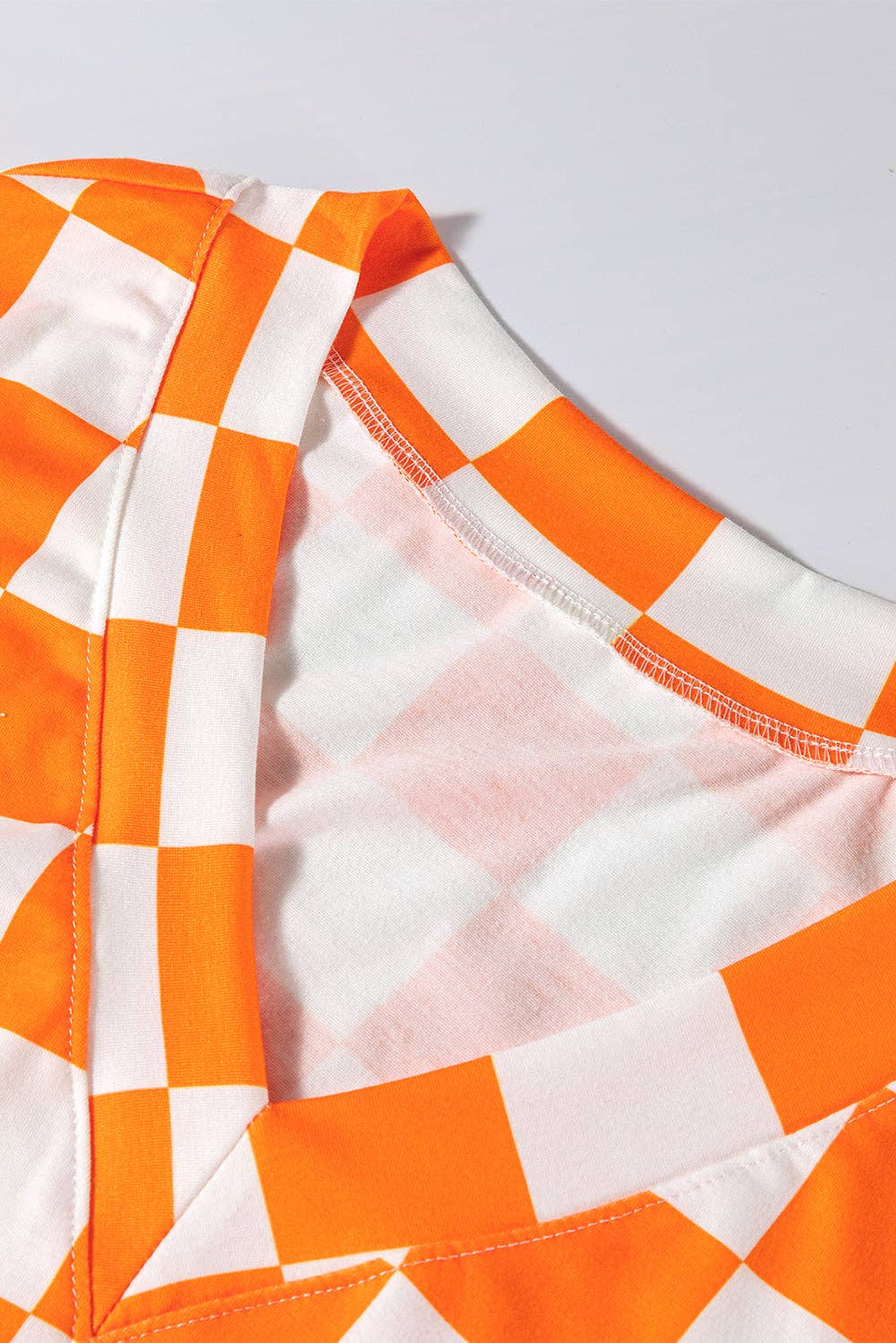 Orange Checkerboard Tee and Shorts Lounge Set