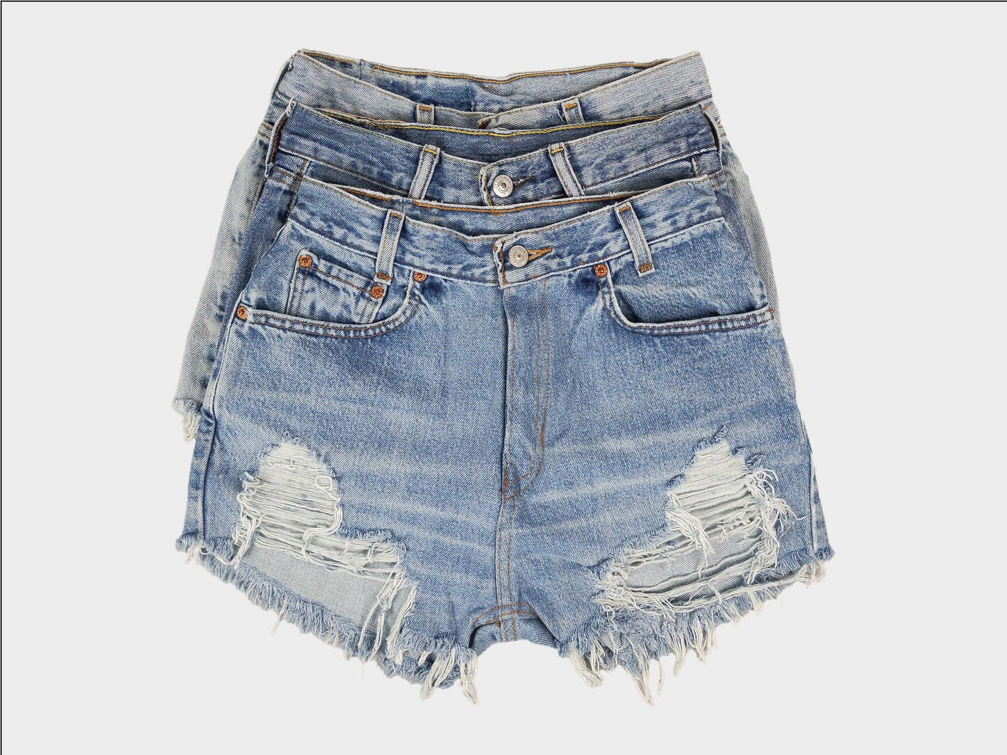 LEVI High-Rise Upcycled Denim Cutoff Shorts - Frayed