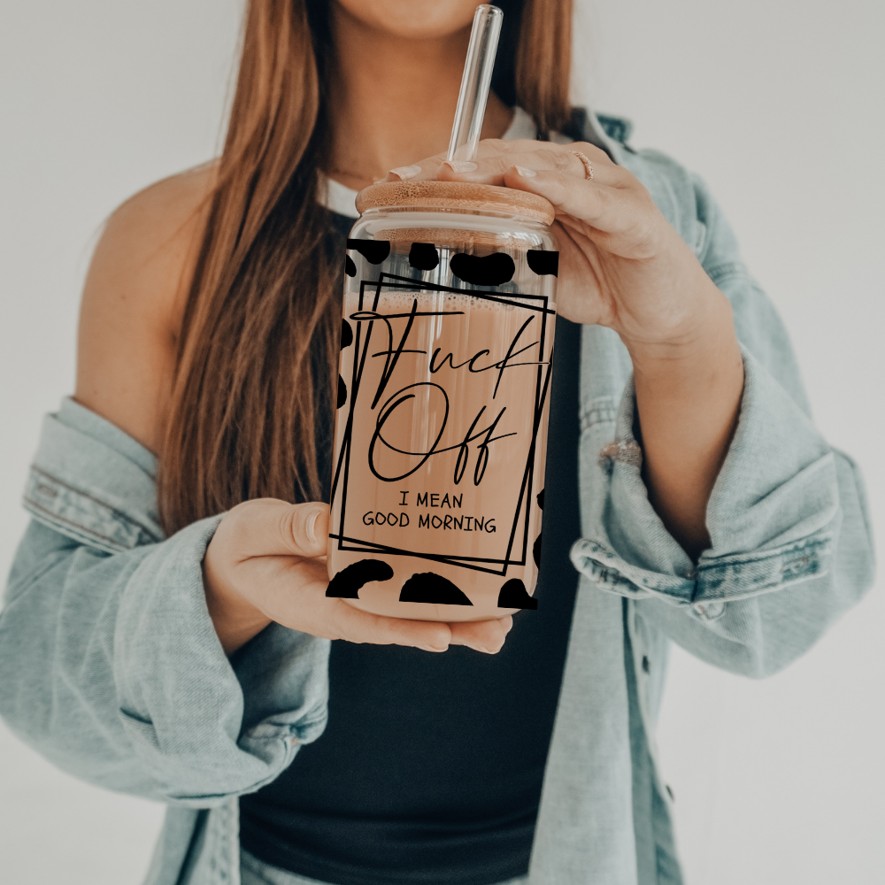 F*** Off, I Mean Good Morning | 20oz Glass, Lid, Straw