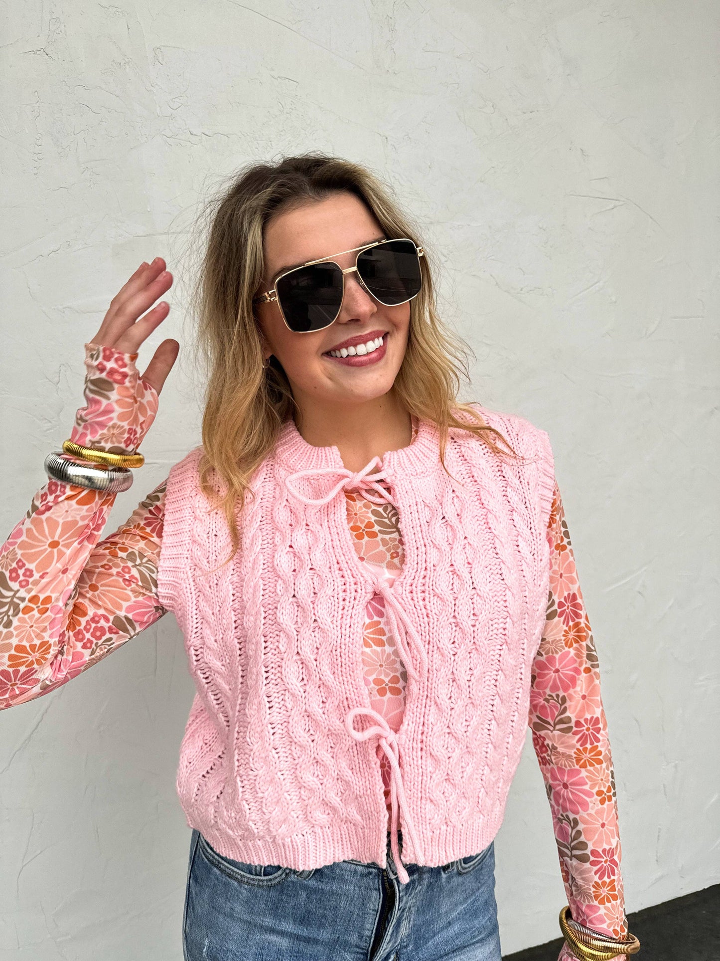 RETRO/VINTAGE FLORAL MESH TOPS