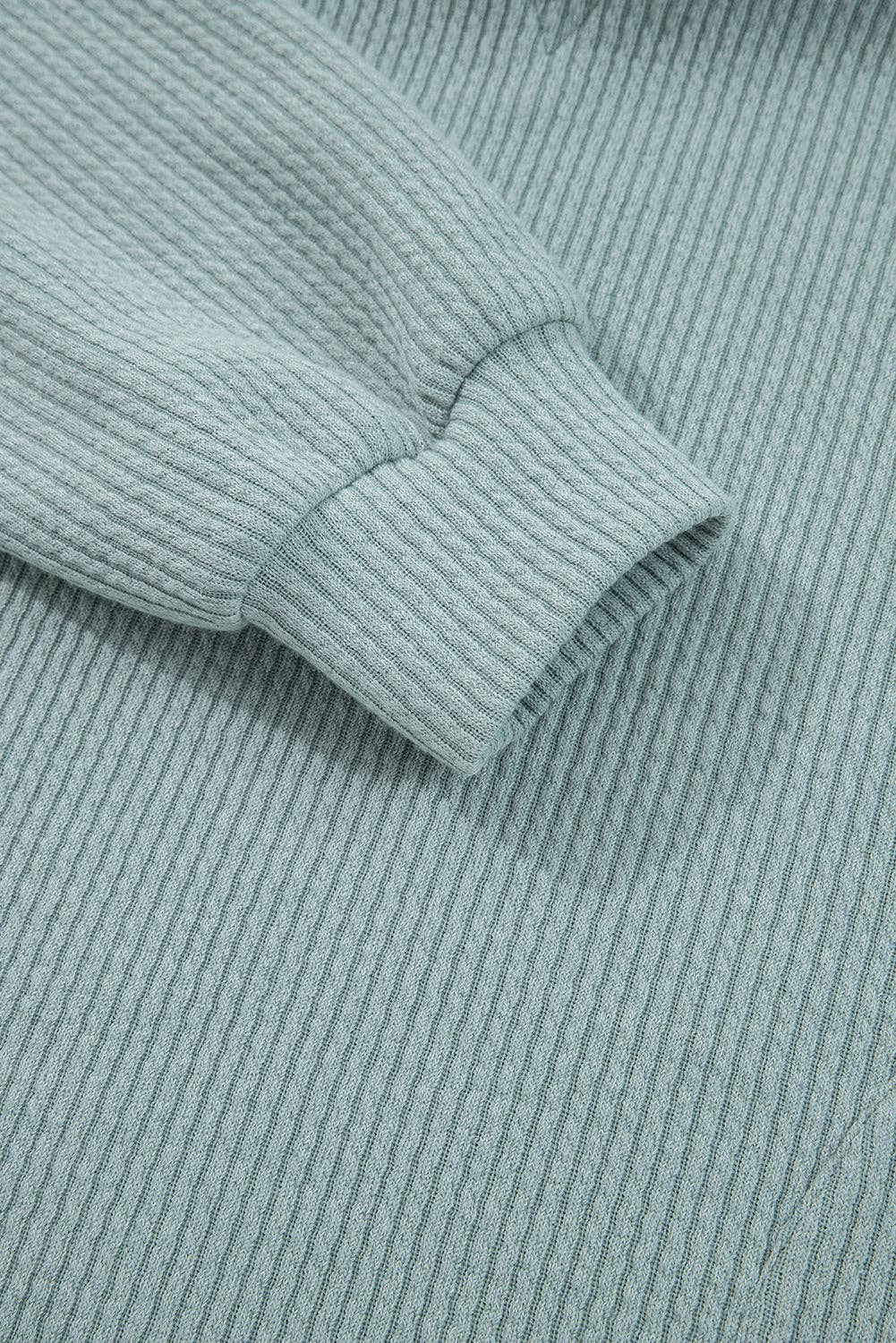 Solid Ribbed Drop Shoulder Hoodie