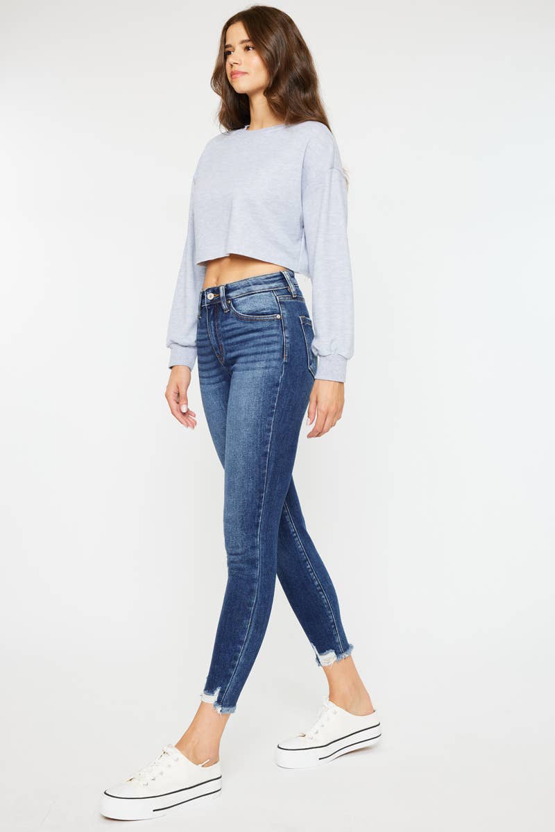 KanCan HIGH RISE RAW HEM ANKLE SKINNY