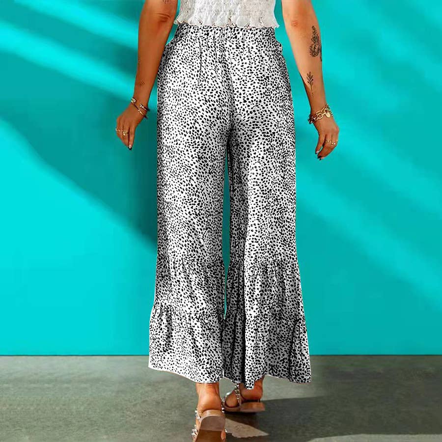 Fashion leopard print flared wide-leg pants