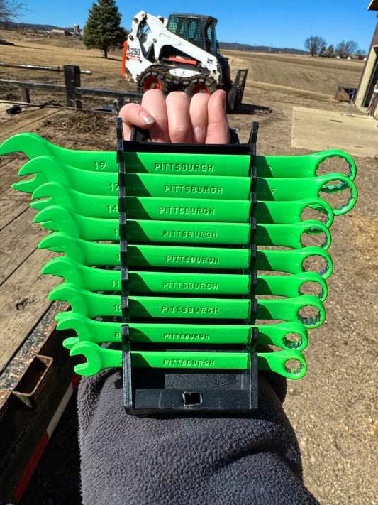 Lime green 9 piece Metric Wrench Set