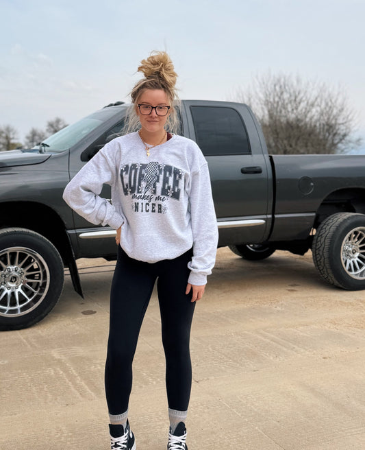 Coffee makes me nicer crewneck sweatshirt