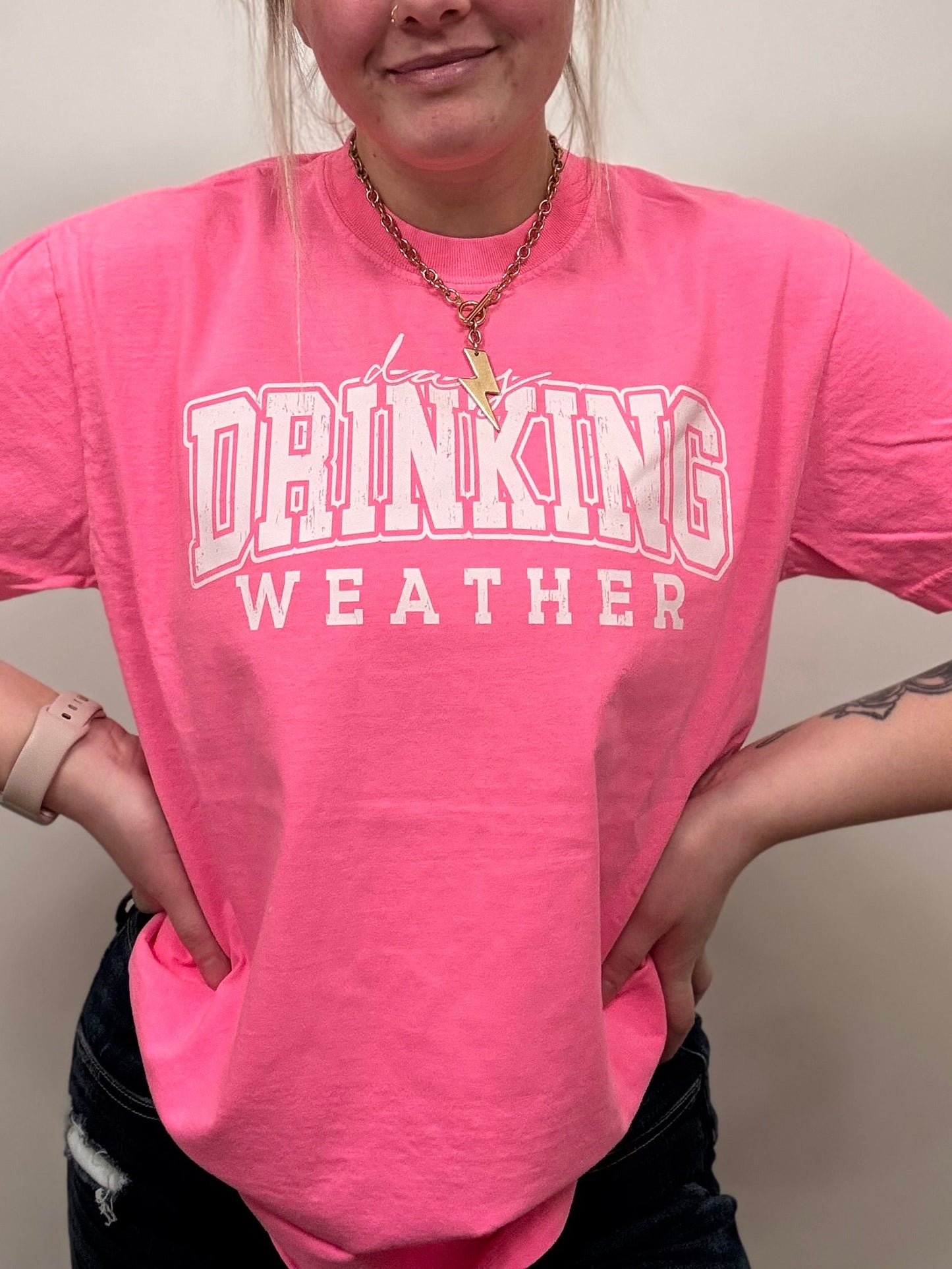 Neon Day Drinking Weather Graphic Tee Comfort Colors