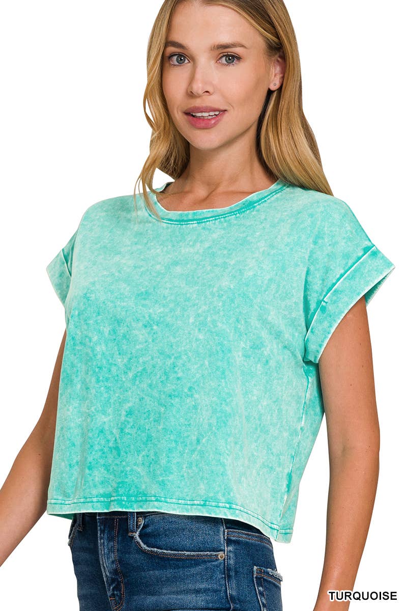 Cuffed Cotton Short Sleeve Tee