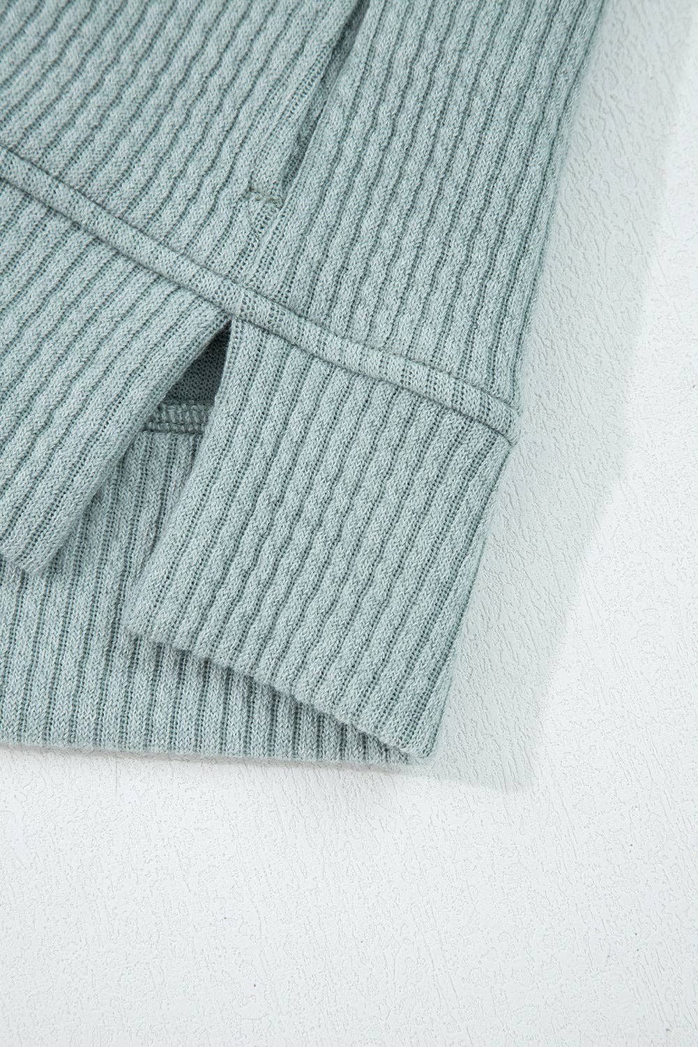 Solid Ribbed Drop Shoulder Hoodie