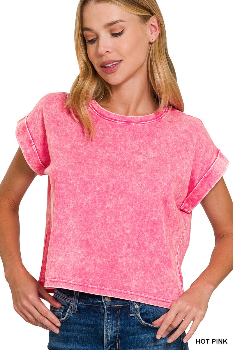 Cuffed Cotton Short Sleeve Tee
