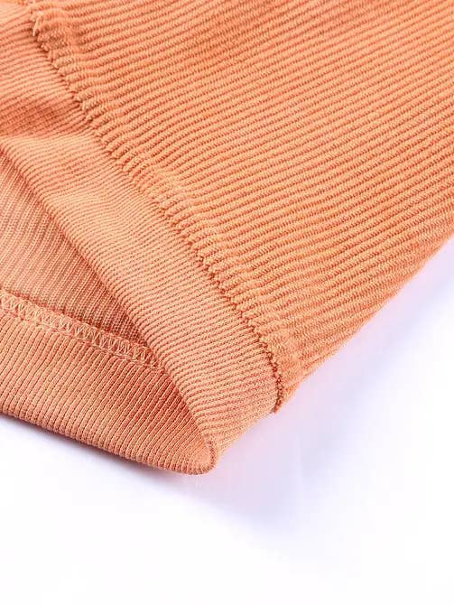 Orange Long Sleeve Ribbed Corduroy Oversized Pullover