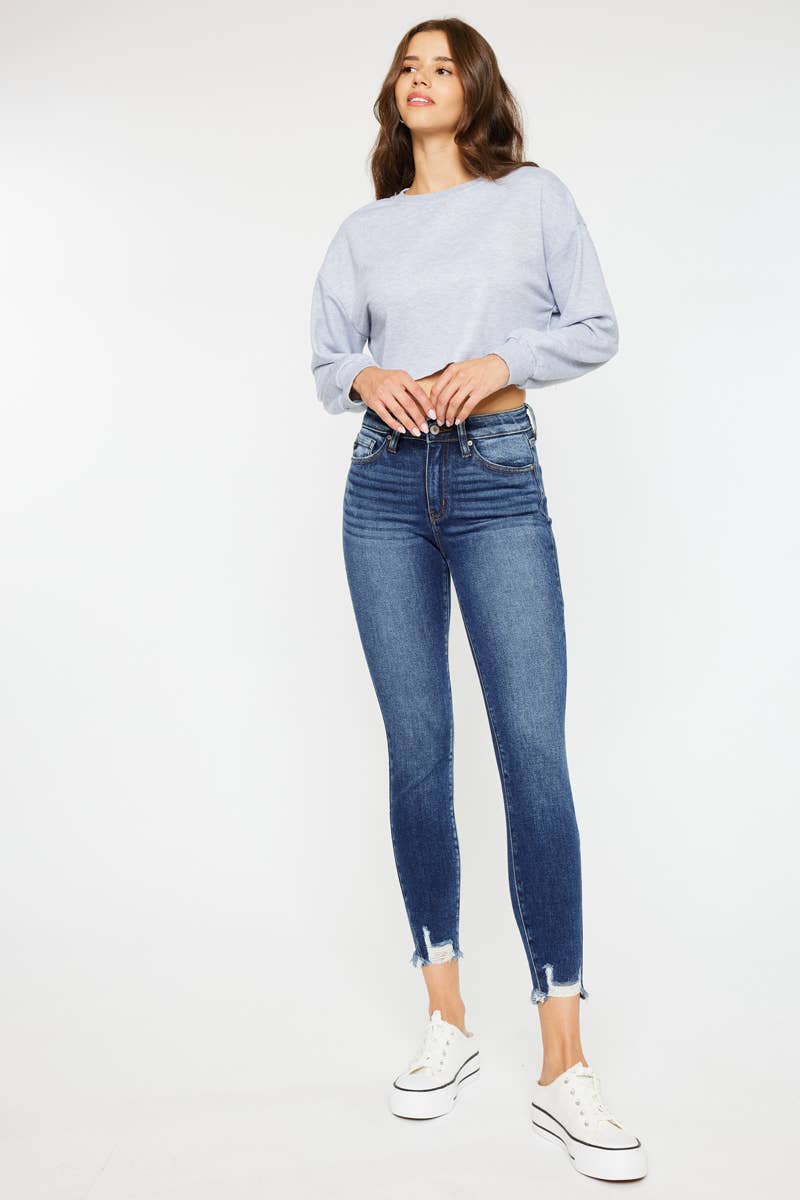 KanCan HIGH RISE RAW HEM ANKLE SKINNY