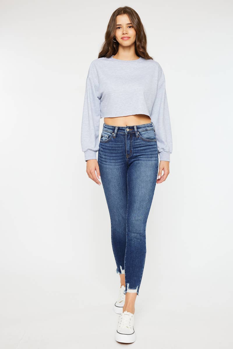 KanCan HIGH RISE RAW HEM ANKLE SKINNY